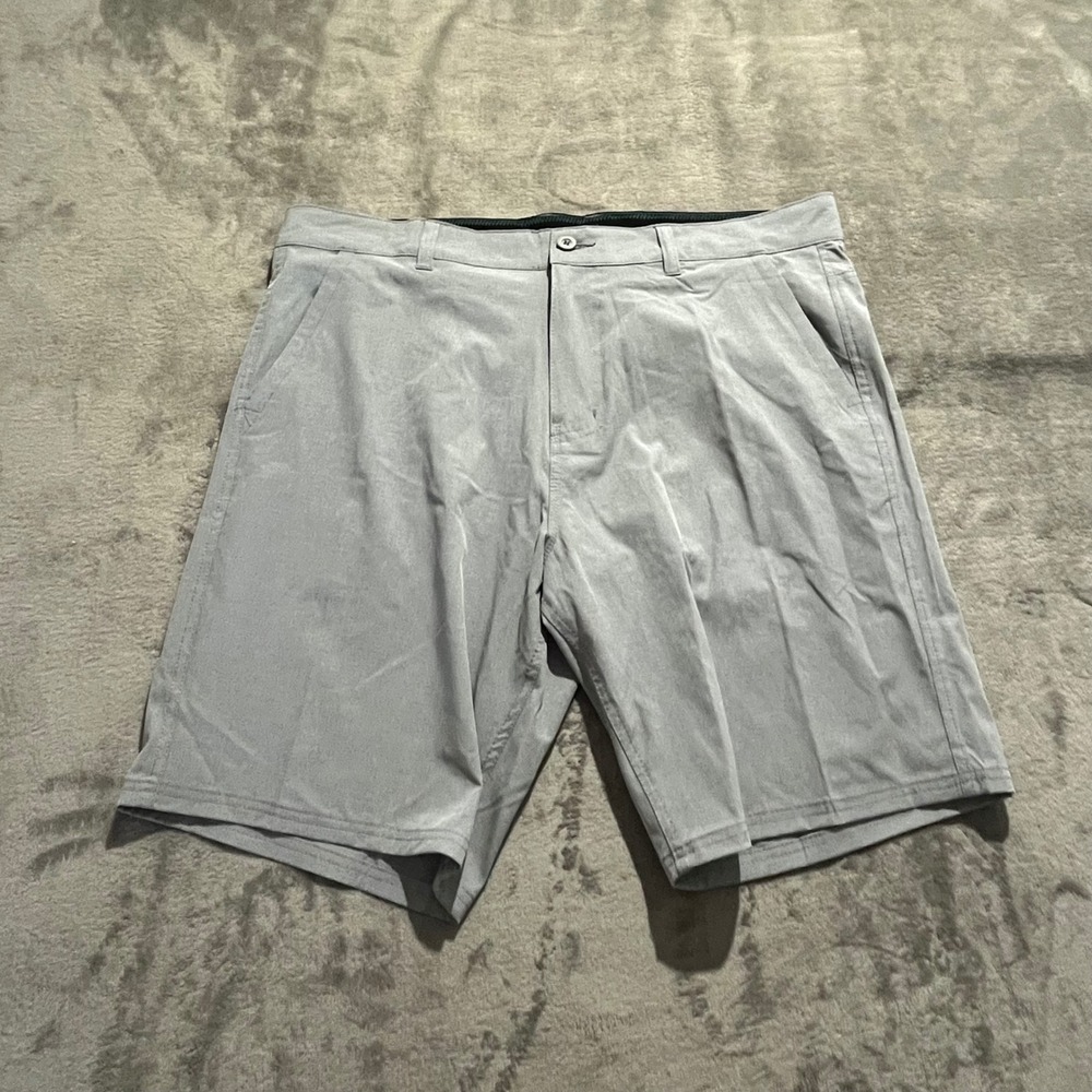 Ron Jon Surf Shop Hybrid Shorts Mens 38 Gray Micro Check Flat Front